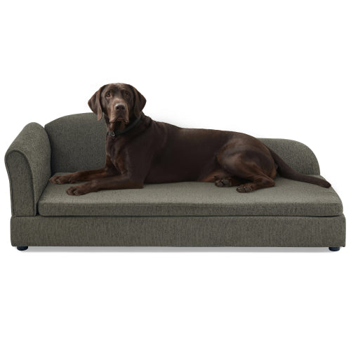 55" Oversized Pet Sofa – Premium Olive Green Linen Orthopedic Lounge Couch for Medium & Large Dogs
