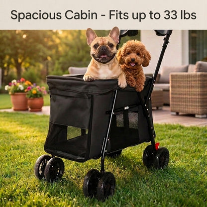 Vista Panoramic Pet Stroller –Spacius Cabin-Terrain Travel System