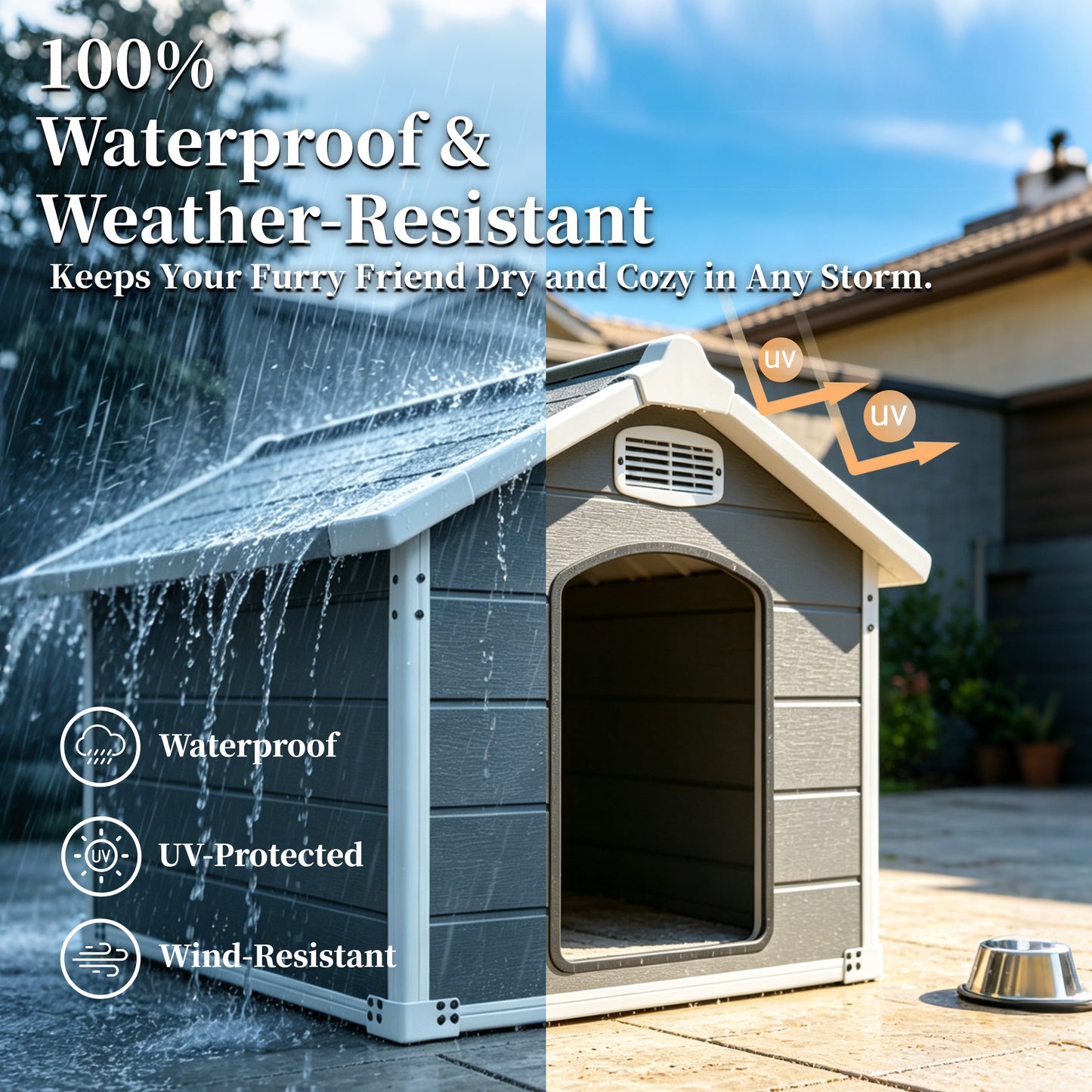 50.5" Heavy-Duty Outdoor & Indoor Dog House – Weatherproof Double-Wall Sanctuary for Large Breeds