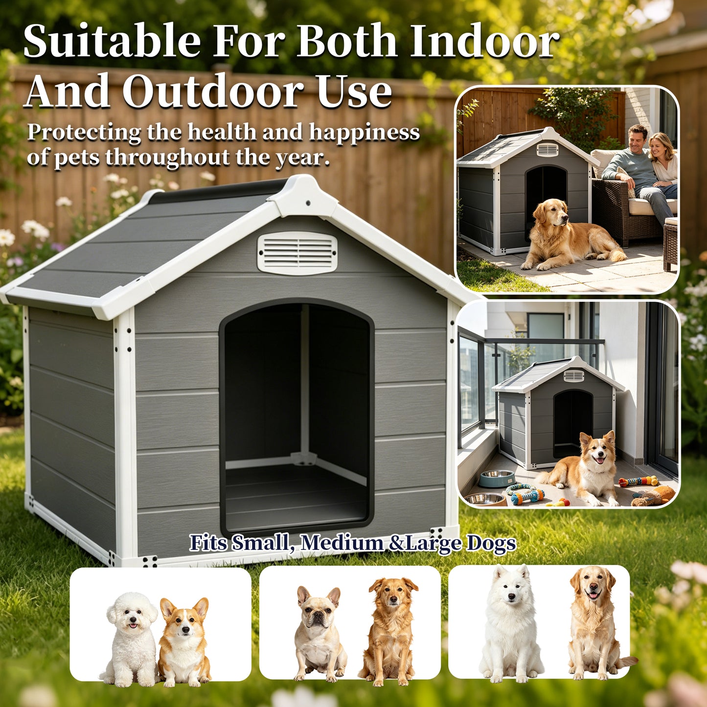 50.5" Heavy-Duty Outdoor & Indoor Dog House – Weatherproof Double-Wall Sanctuary for Large Breeds