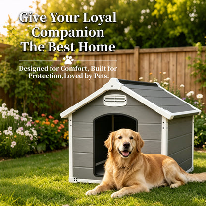 50.5" Heavy-Duty Outdoor & Indoor Dog House – Weatherproof Double-Wall Sanctuary for Large Breeds