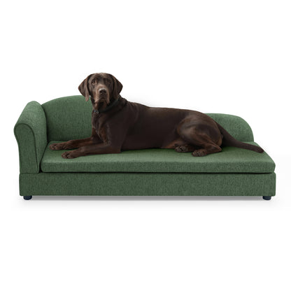 55" Oversized Pet Sofa – Premium Olive Green Linen Orthopedic Lounge Couch for Medium & Large Dogs