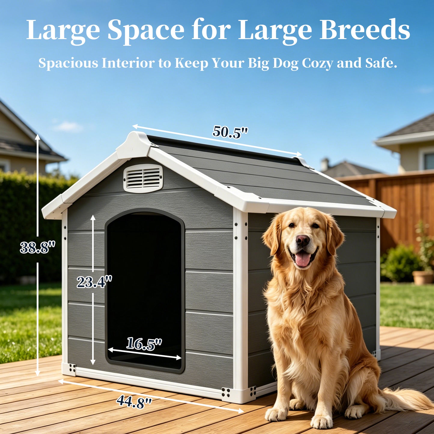 50.5" Heavy-Duty Outdoor & Indoor Dog House – Weatherproof Double-Wall Sanctuary for Large Breeds