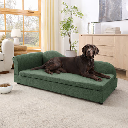 55" Oversized Pet Sofa – Premium Olive Green Linen Orthopedic Lounge Couch for Medium & Large Dogs