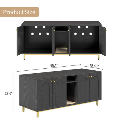 55" Cat Litter Box Enclosure Furniture for 2 Cats TV Stand with Scratch Pad House