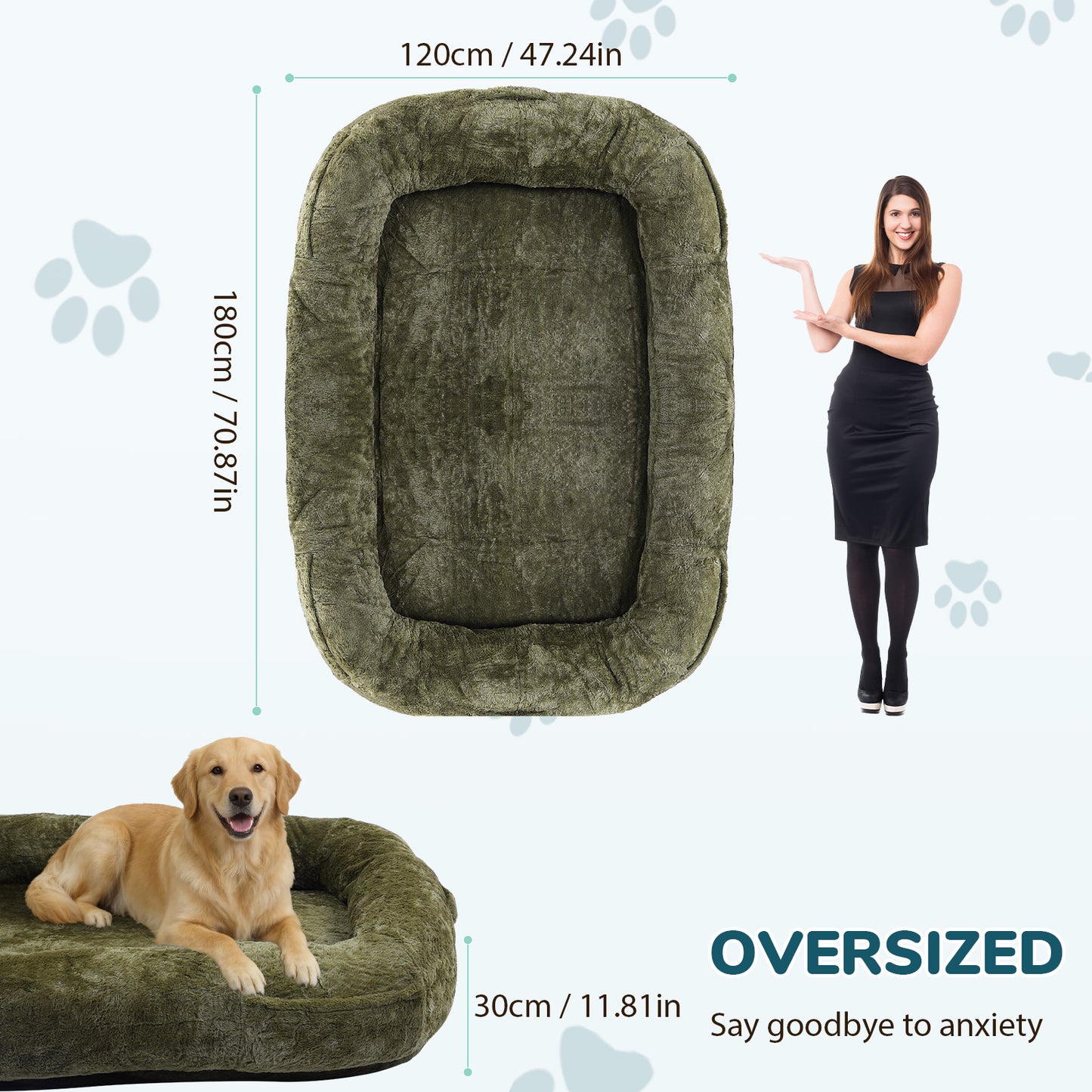 Human Dog Bed 71x47x12in Washable Extra Large Comfortable Pet Bed with Soft Blanket for Sleeping
