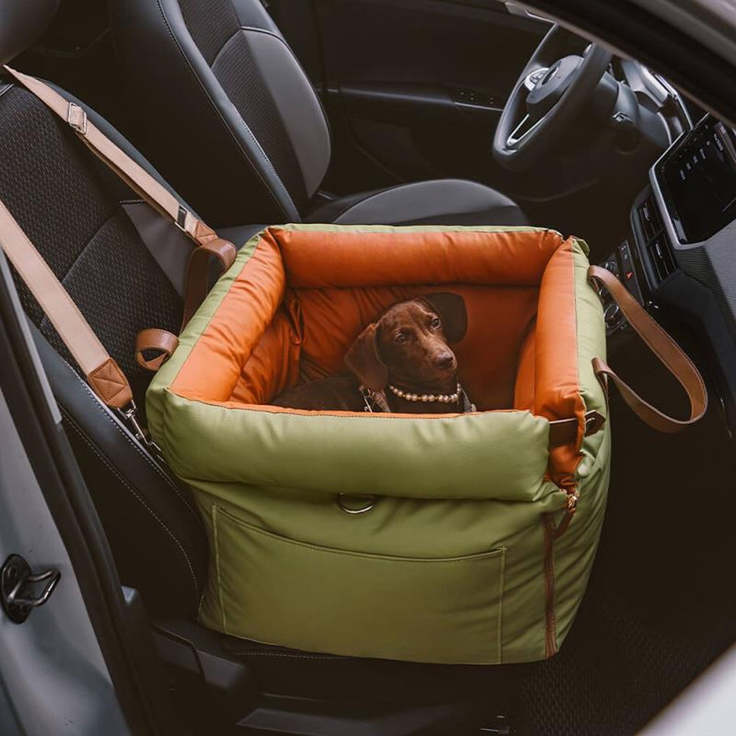 Car Pet Bed Portable Travel Outdoor Detachable Washable Pet Car Seat with Harness for Dogs Cats
