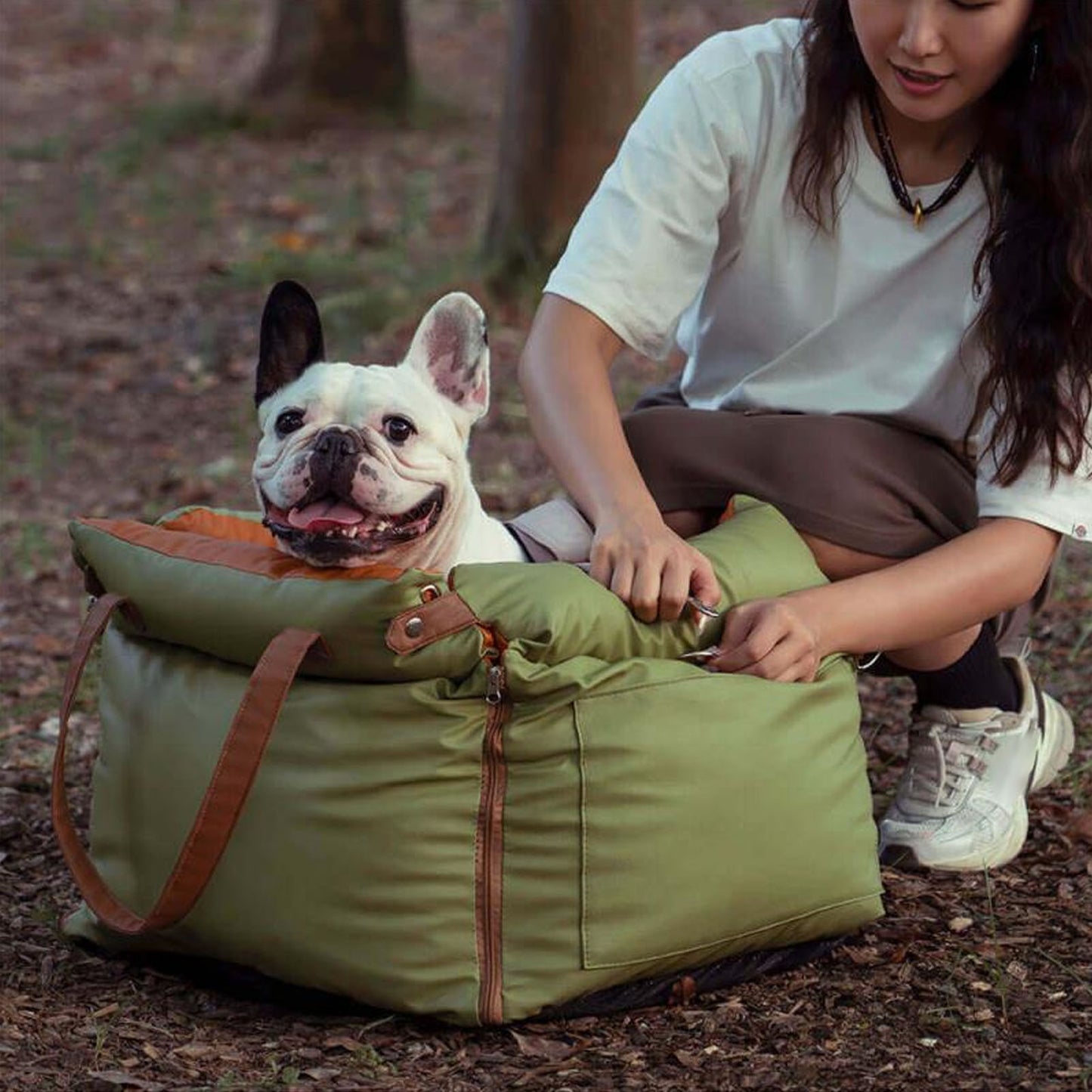 Car Pet Bed Portable Travel Outdoor Detachable Washable Pet Car Seat with Harness for Dogs Cats