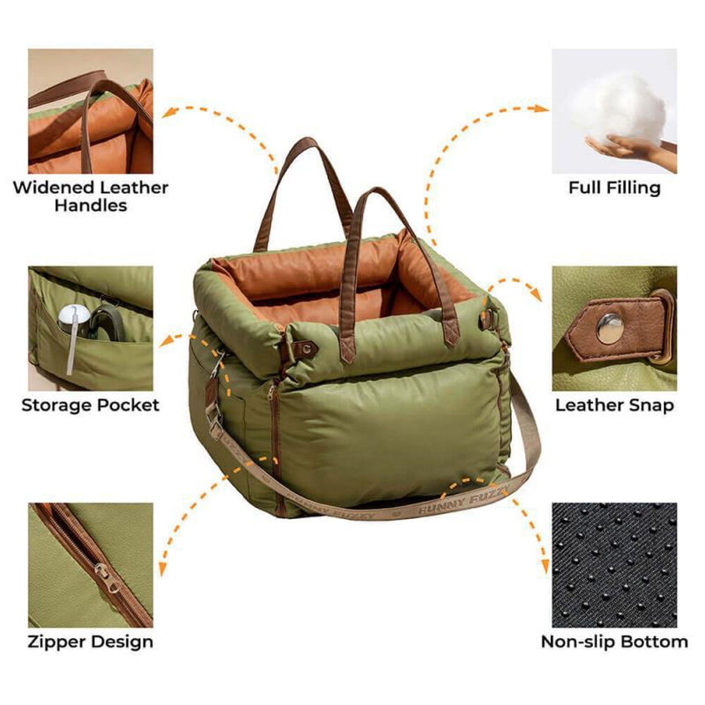 Car Pet Bed Portable Travel Outdoor Detachable Washable Pet Car Seat with Harness for Dogs Cats