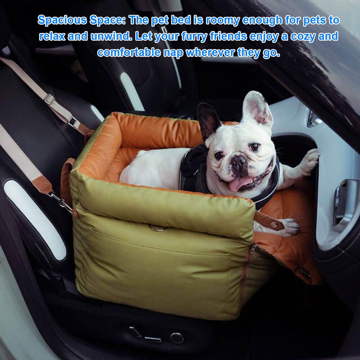 Car Pet Bed Portable Travel Outdoor Detachable Washable Pet Car Seat with Harness for Dogs Cats