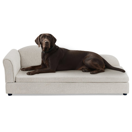 55" Oversized Pet Sofa – Premium Olive Green Linen Orthopedic Lounge Couch for Medium & Large Dogs