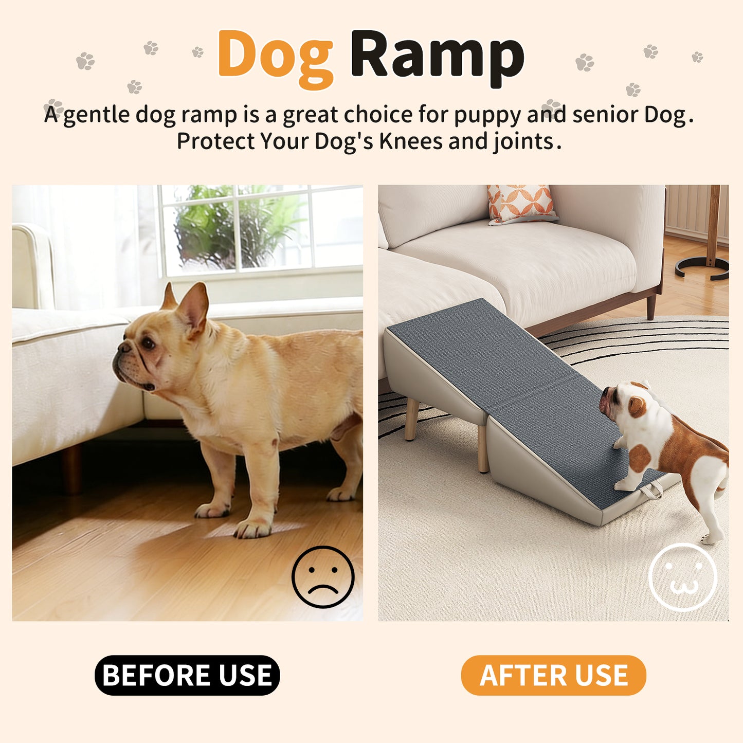 2-in-1 Foldable Wooden Pet Stairs – Multi-Functional Convertible Split Ottoman Dog Ramp for Bed & Couch