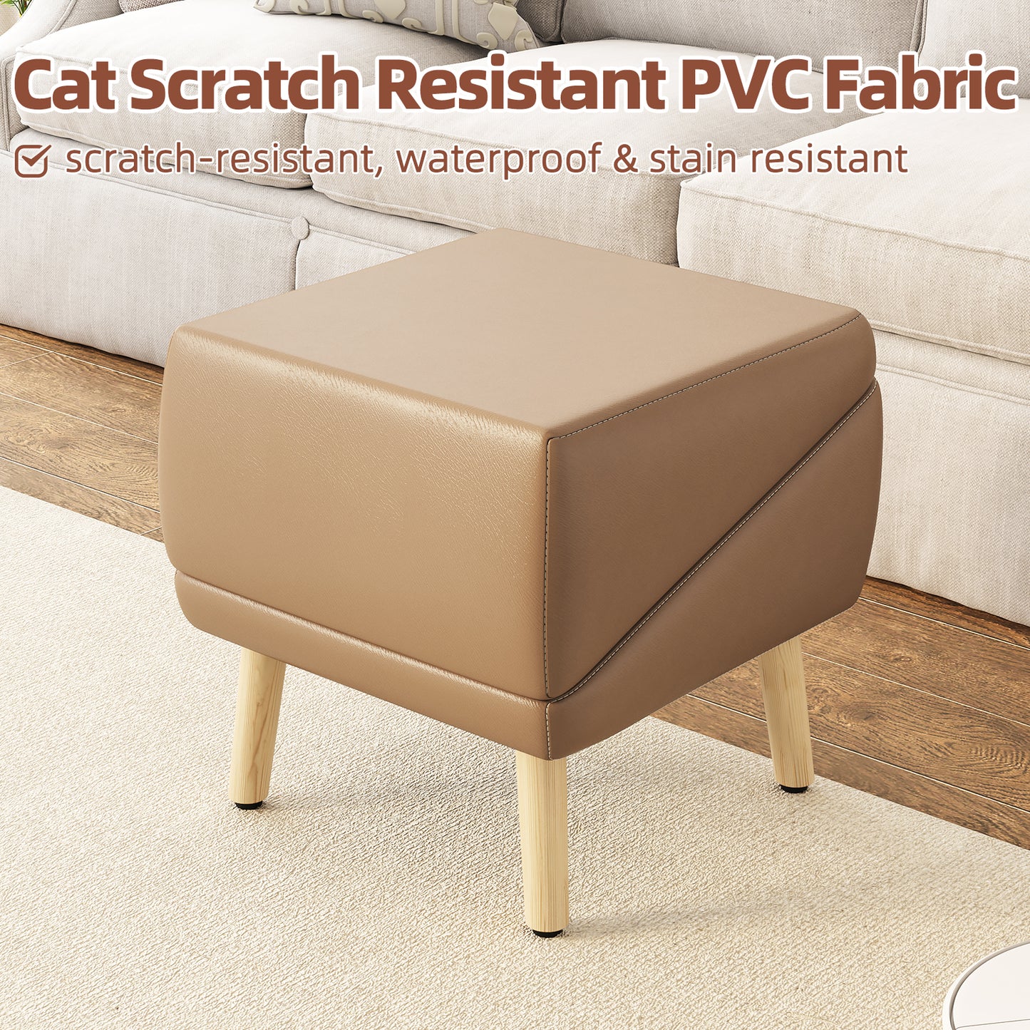 2-in-1 Foldable Pet Steps & Convertible Ottoman – Gradual Slope Wooden Dog Stairs for High Beds & Couches