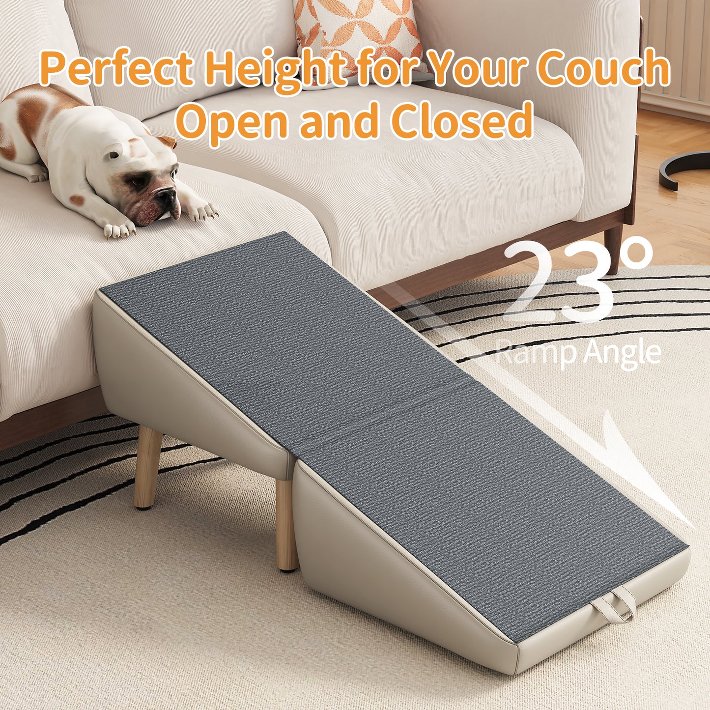 2-in-1 Foldable Wooden Pet Stairs – Multi-Functional Convertible Split Ottoman Dog Ramp for Bed & Couch