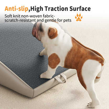 2-in-1 Foldable Wooden Pet Stairs – Multi-Functional Convertible Split Ottoman Dog Ramp for Bed & Couch