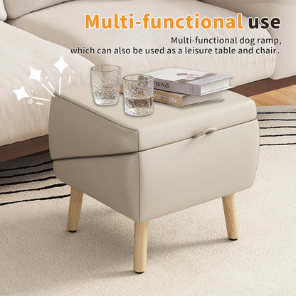 2-in-1 Foldable Wooden Pet Stairs – Multi-Functional Convertible Split Ottoman Dog Ramp for Bed & Couch