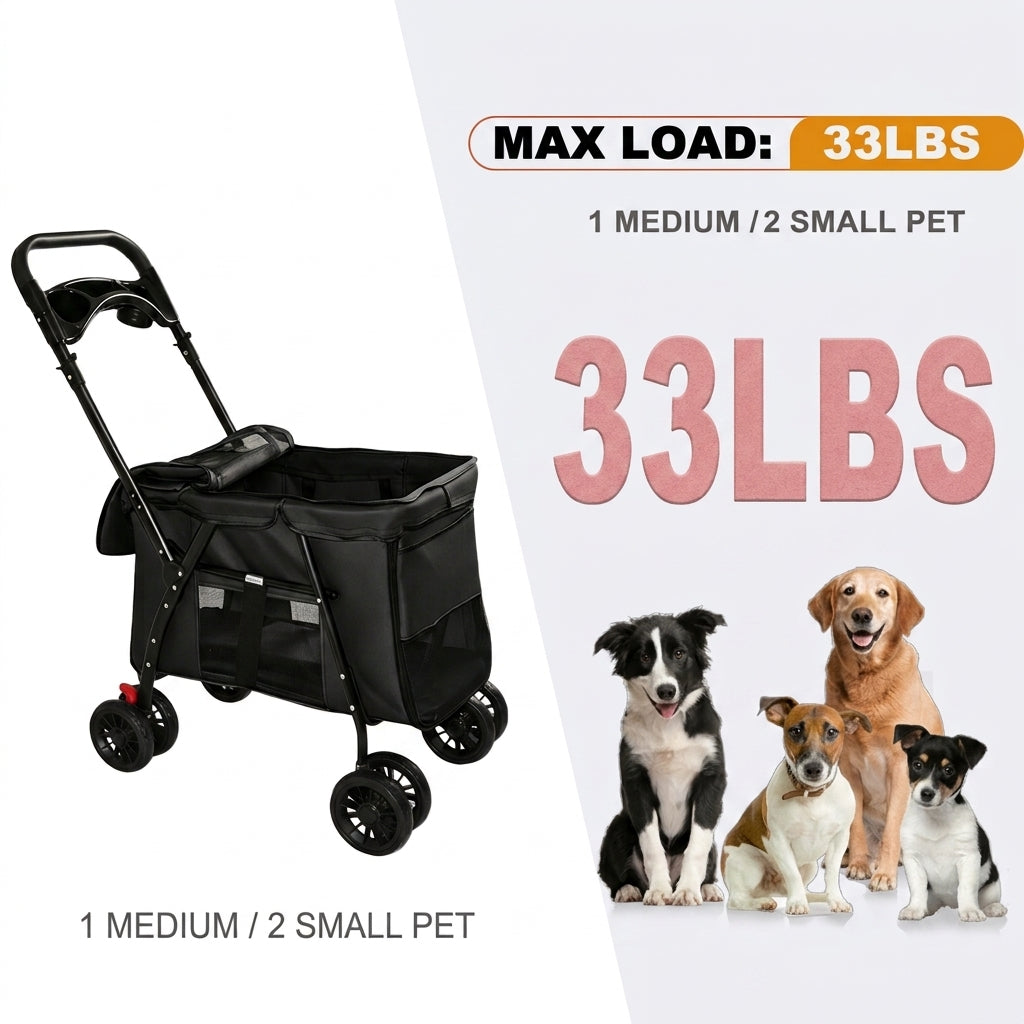 Vista Panoramic Pet Stroller –Spacius Cabin-Terrain Travel System