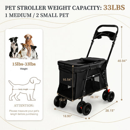 Vista Panoramic Pet Stroller –Spacius Cabin-Terrain Travel System