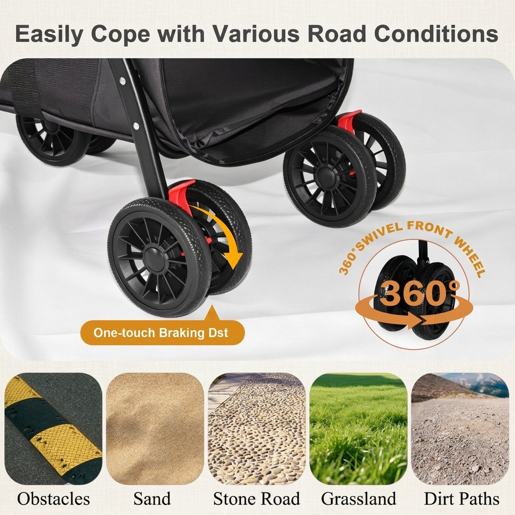 Vista Panoramic Pet Stroller –Spacius Cabin-Terrain Travel System
