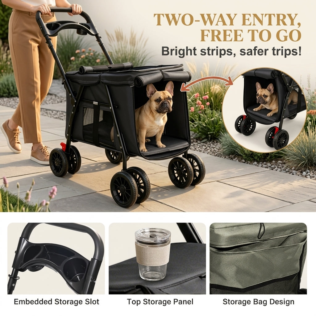Vista Panoramic Pet Stroller –Spacius Cabin-Terrain Travel System