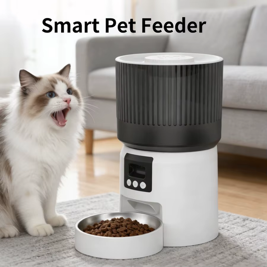 Automatic Cat Feeder with Camera, 1080P HD & Night Vision WiFi & Cam Smart 4L Pet Feeder with App Control, 2-Way Audio
