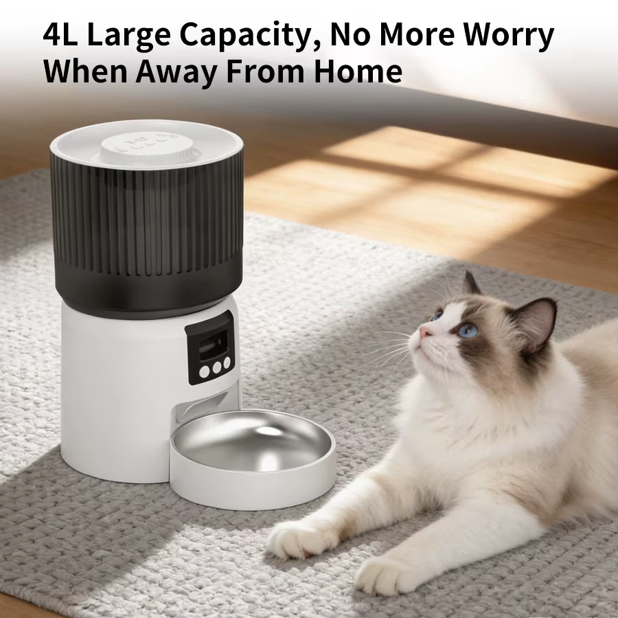 Automatic Cat Feeder with Camera, 1080P HD & Night Vision WiFi & Cam Smart 4L Pet Feeder with App Control, 2-Way Audio