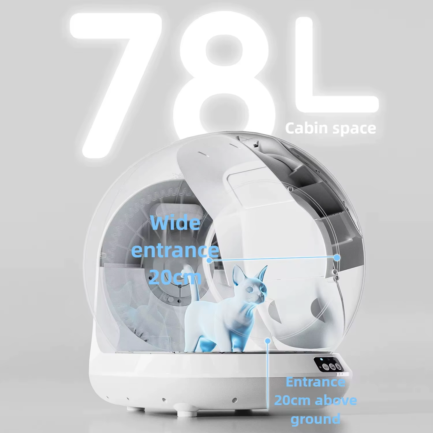 Automatic Cat Litter Box 78L Extra Large App Smart Controlled Litter Box Self-Cleaning Cat Toilet